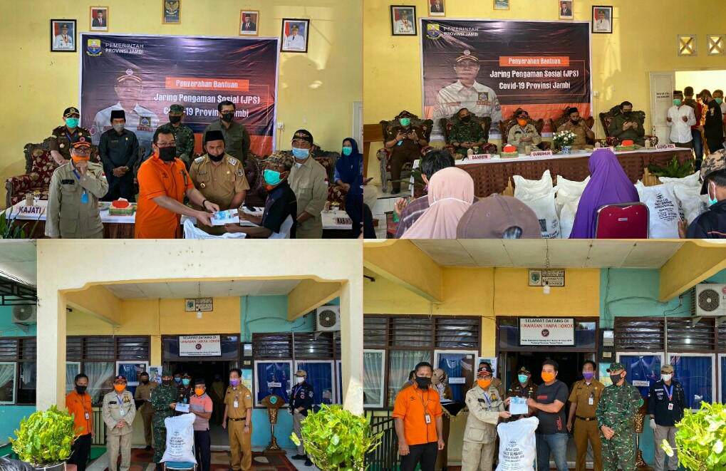 Danrem 042 Gapu Dampingi Gubernur Jambi Serahkan Bantuan JPS Covid-19