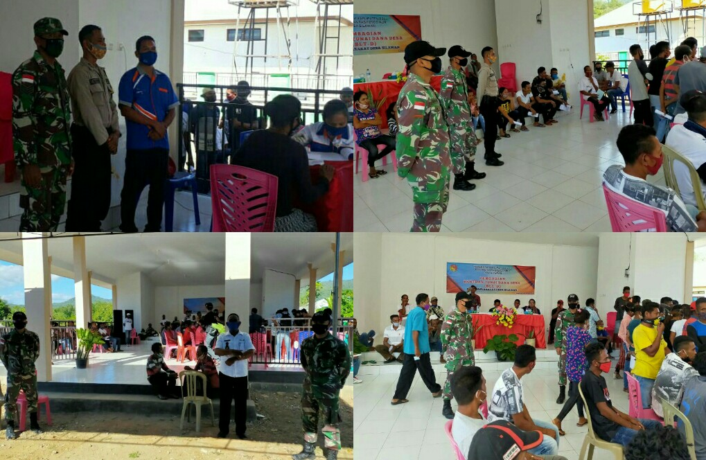 Satgas Pamtas Yonif R 142/KJ Kawal Penyaluran Bantuan Tunai Dana Desa Bagi Masyarakat Desa Silawan