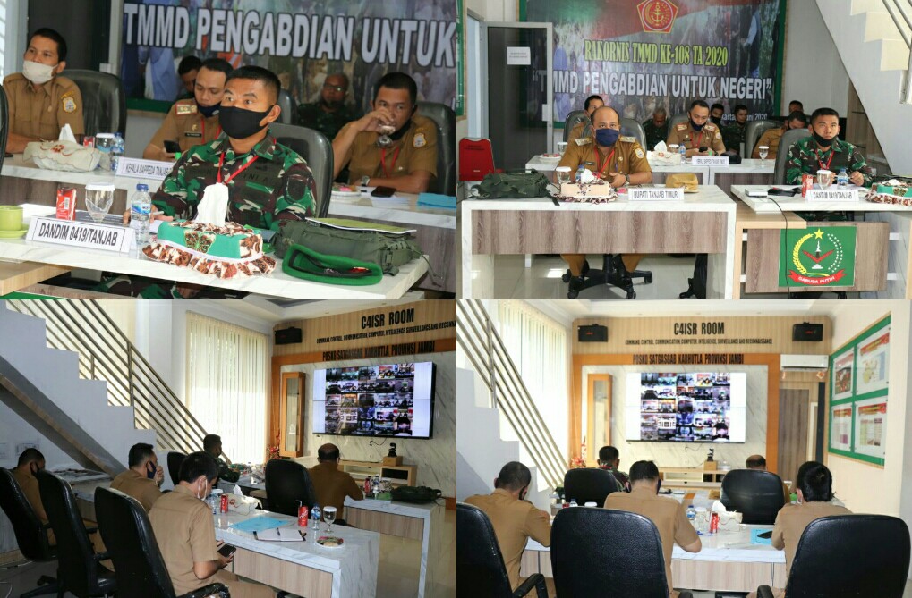 Melalui Vicon, Dandim Tanjab Hadiri Rakornis TMMD ke 108 Tahun 2020