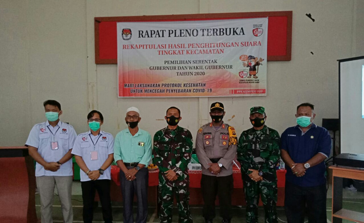 Kasdim 0415 Batanghari Hadiri Rapat Pleno Terbuka Rekapitulasi Hasil Perhitungan Suara Tingkat Kecamatan