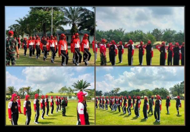 Prajurit Yonif 142/KJ Latih Paskibra di Kab. Tebo