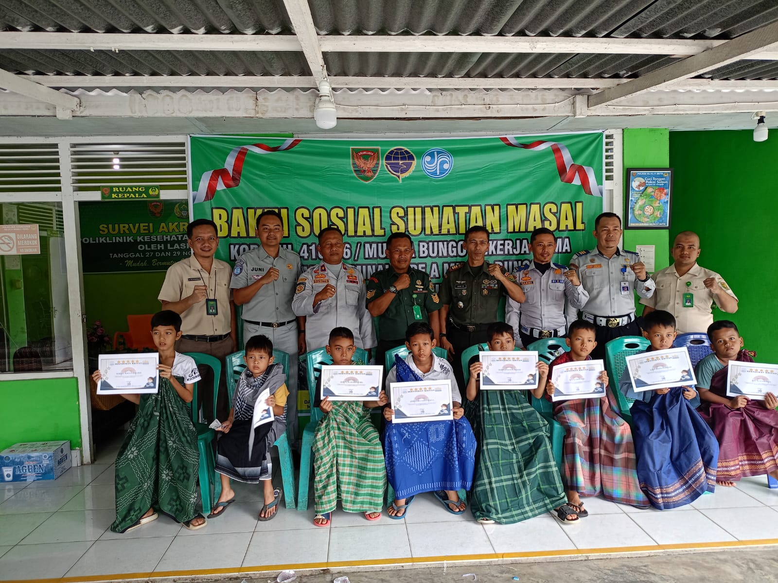 Kodim 0416/Bute gandeng Terminal Tipe A dan Jasa Raharja Bungo Gelar Sunatan massal gratis